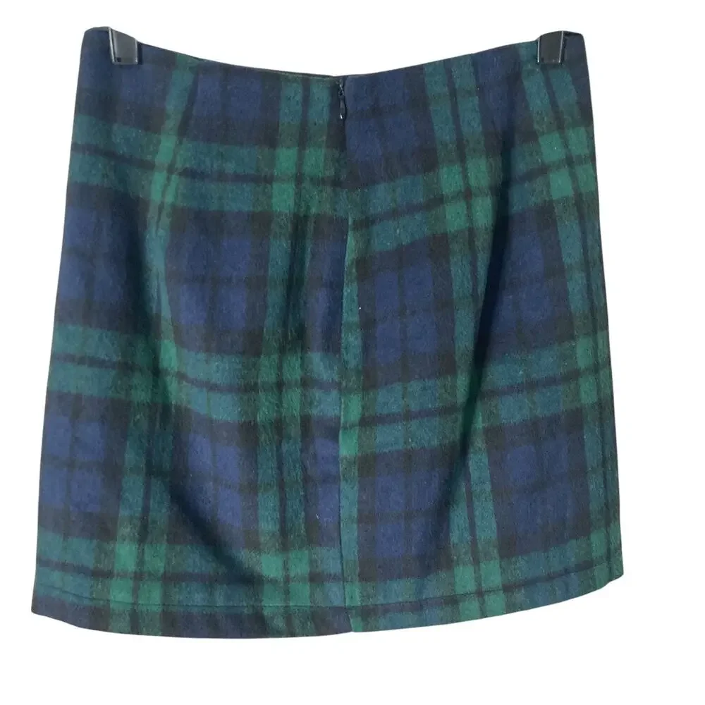 Oi Mini Skirt Womens Small Green Blue Plaid New